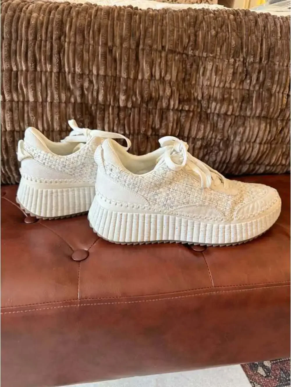 Universal Thread Persephone Tweed Platform Sneakers - White/Cream - Size 10